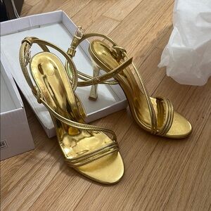 Elegant Gold Strappy Heels